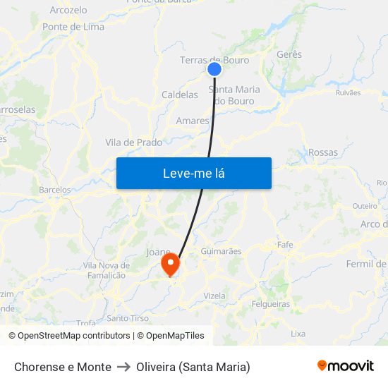 Chorense e Monte to Oliveira (Santa Maria) map
