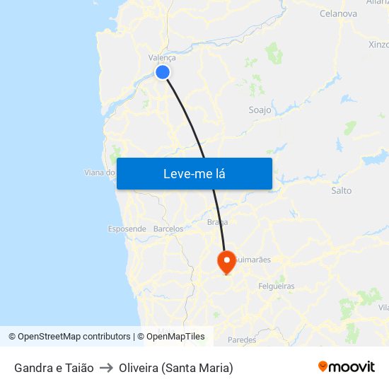 Gandra e Taião to Oliveira (Santa Maria) map