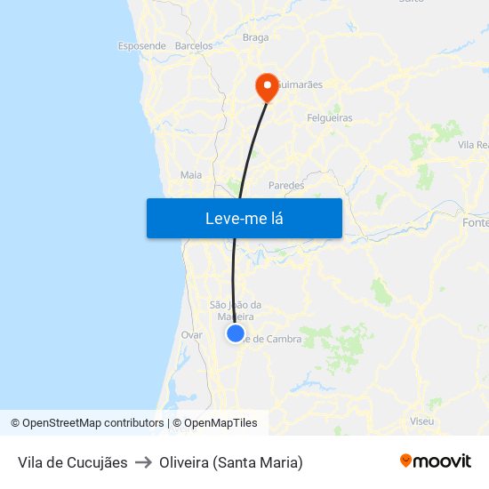 Vila de Cucujães to Oliveira (Santa Maria) map