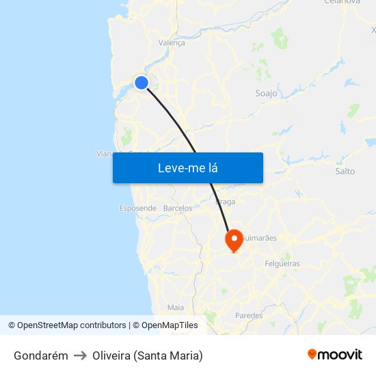 Gondarém to Oliveira (Santa Maria) map