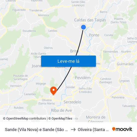 Sande (Vila Nova) e Sande (São Clemente) to Oliveira (Santa Maria) map