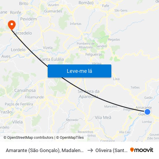 Amarante (São Gonçalo), Madalena, Cepelos e Gatão to Oliveira (Santa Maria) map