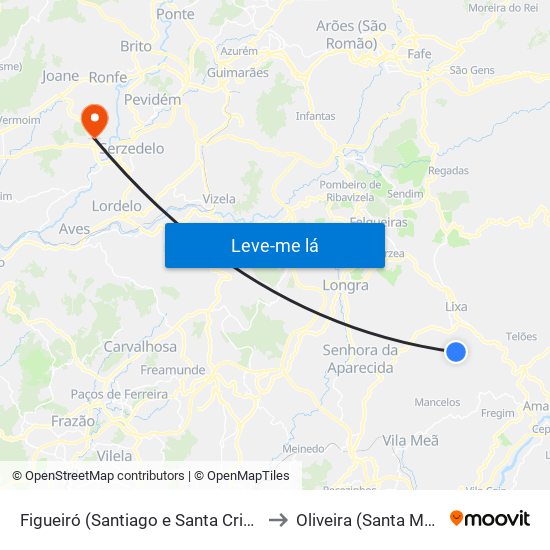 Figueiró (Santiago e Santa Cristina) to Oliveira (Santa Maria) map