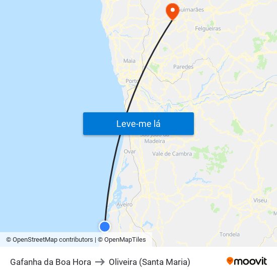 Gafanha da Boa Hora to Oliveira (Santa Maria) map