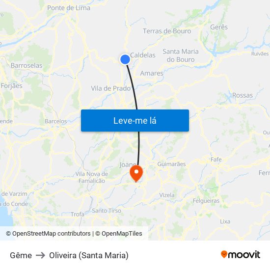 Gême to Oliveira (Santa Maria) map