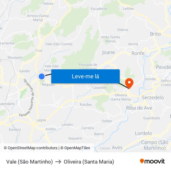 Vale (São Martinho) to Oliveira (Santa Maria) map