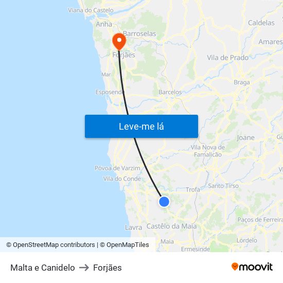 Malta e Canidelo to Forjães map