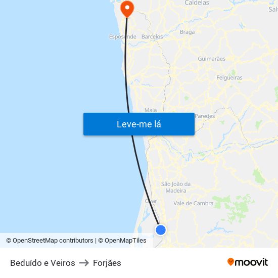 Beduído e Veiros to Forjães map