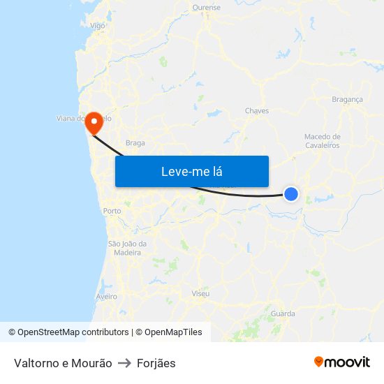 Valtorno e Mourão to Forjães map