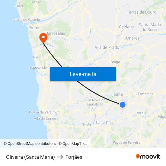 Oliveira (Santa Maria) to Forjães map