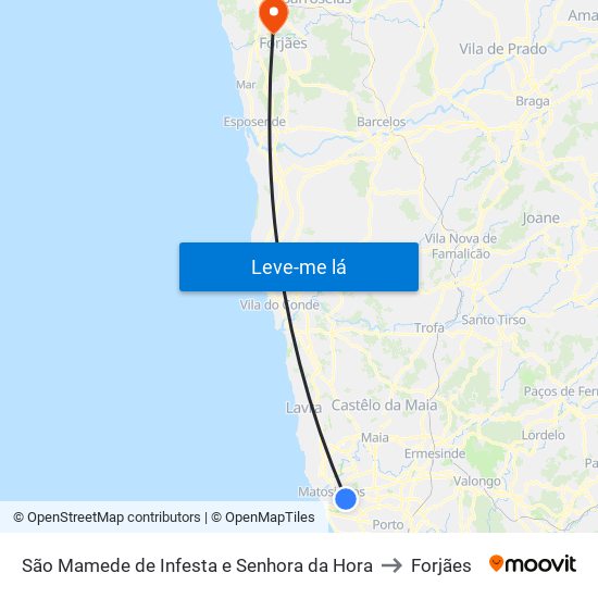 São Mamede de Infesta e Senhora da Hora to Forjães map