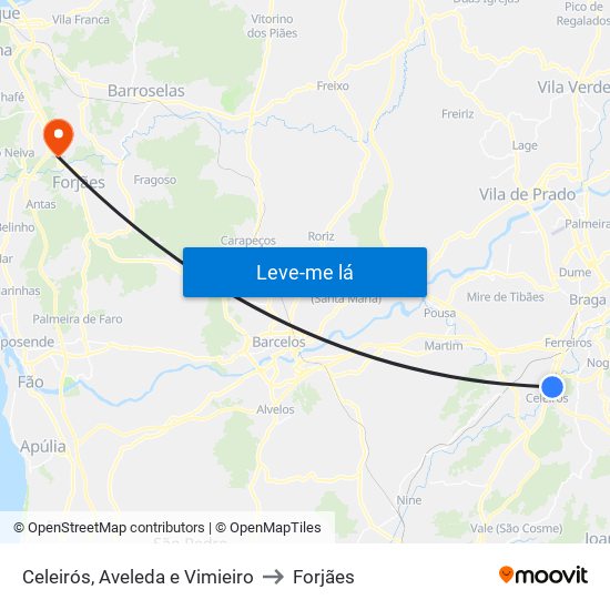 Celeirós, Aveleda e Vimieiro to Forjães map