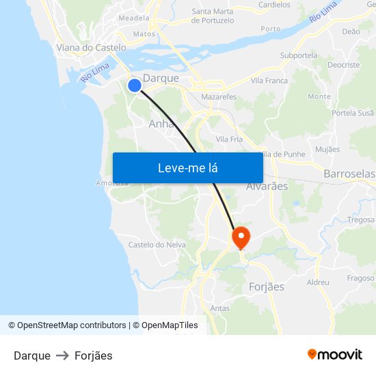 Darque to Forjães map
