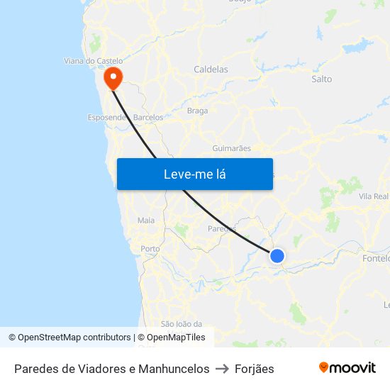 Paredes de Viadores e Manhuncelos to Forjães map