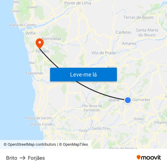 Brito to Forjães map