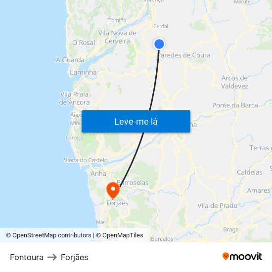 Fontoura to Forjães map