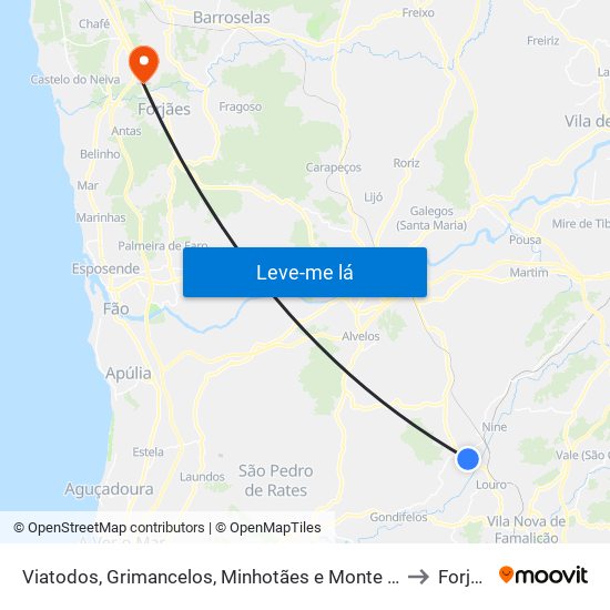 Viatodos, Grimancelos, Minhotães e Monte de Fralães to Forjães map