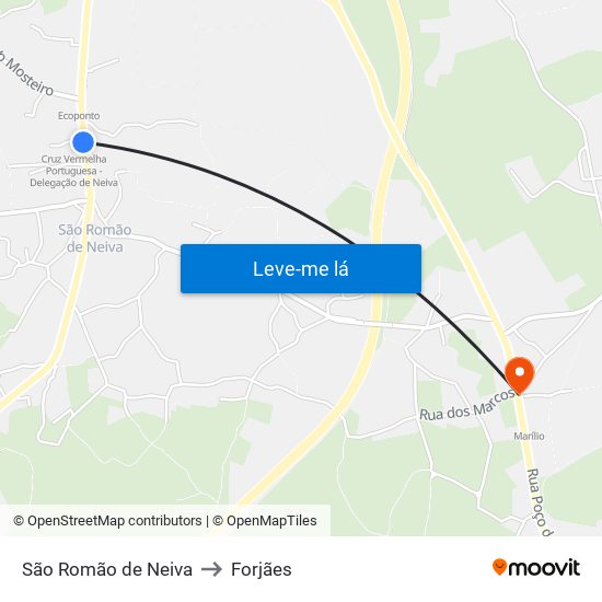 São Romão de Neiva to Forjães map