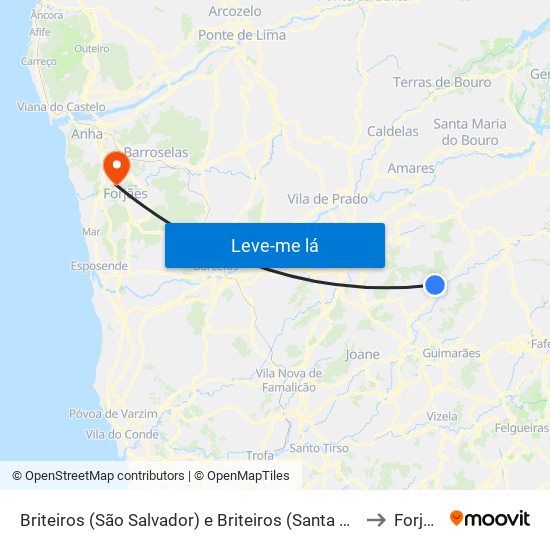 Briteiros (São Salvador) e Briteiros (Santa Leocádia) to Forjães map