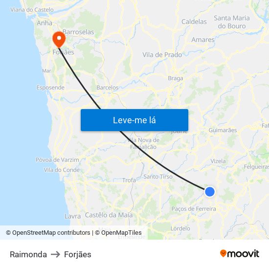 Raimonda to Forjães map