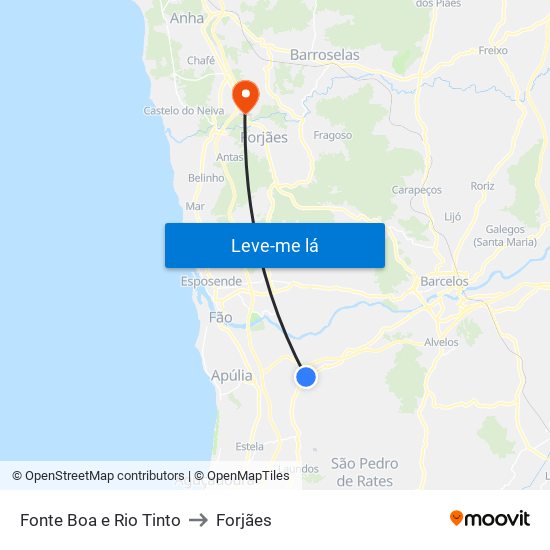 Fonte Boa e Rio Tinto to Forjães map