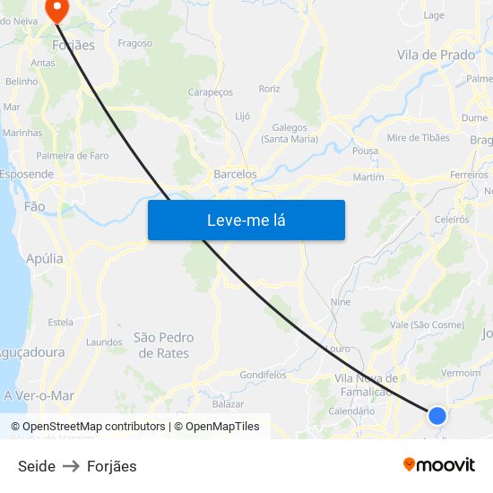 Seide to Forjães map