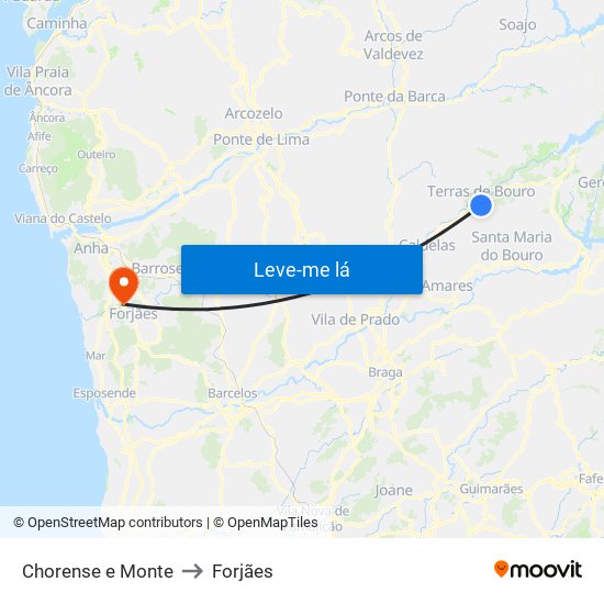 Chorense e Monte to Forjães map