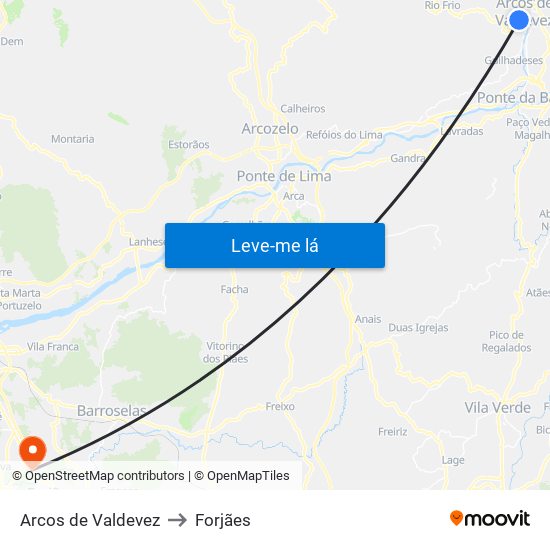 Arcos de Valdevez to Forjães map