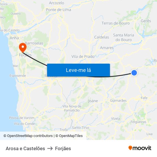 Arosa e Castelões to Forjães map
