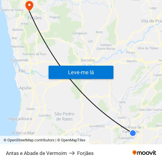 Antas e Abade de Vermoim to Forjães map