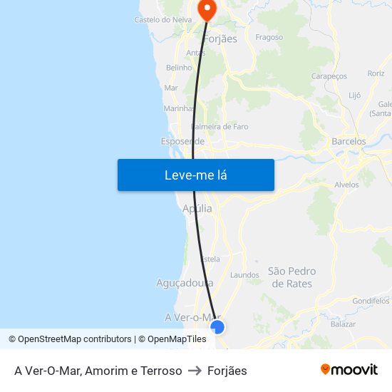 A Ver-O-Mar, Amorim e Terroso to Forjães map