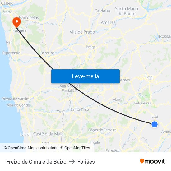 Freixo de Cima e de Baixo to Forjães map