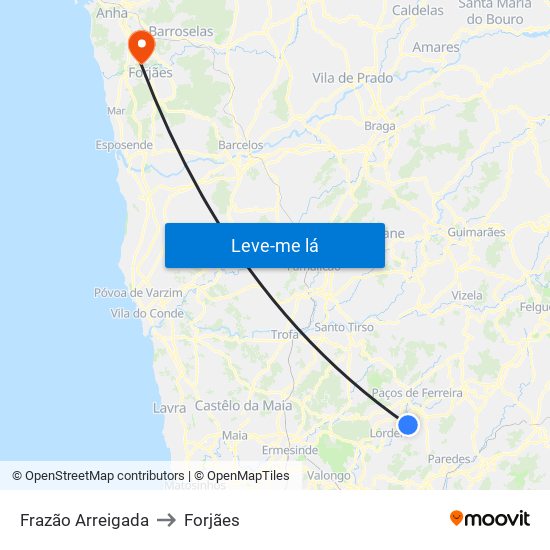 Frazão Arreigada to Forjães map