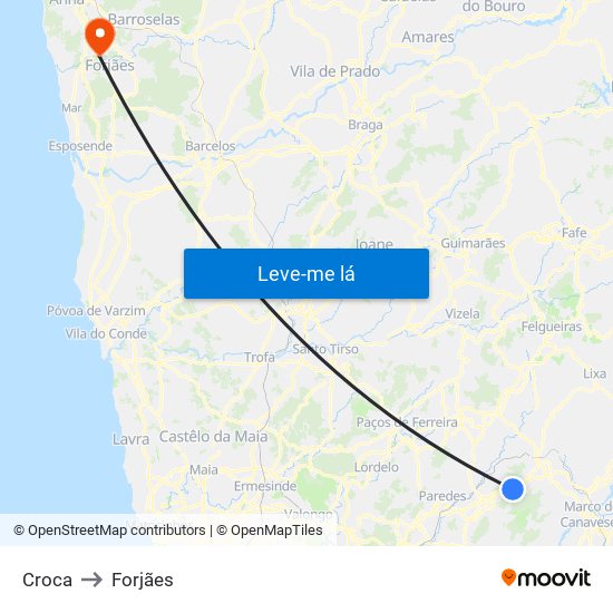 Croca to Forjães map