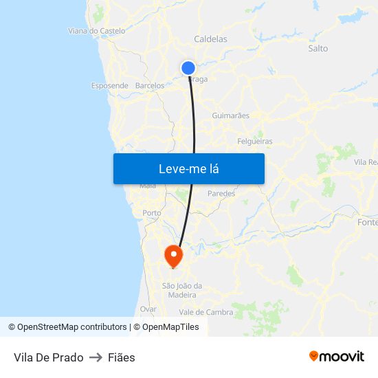 Vila De Prado to Fiães map