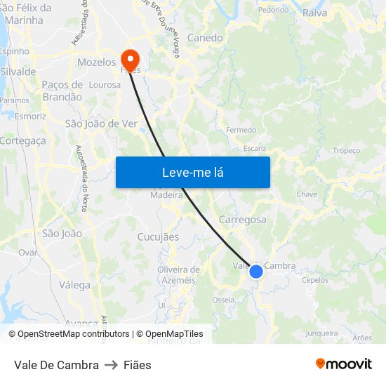 Vale De Cambra to Fiães map