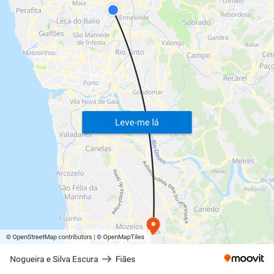 Nogueira e Silva Escura to Fiães map