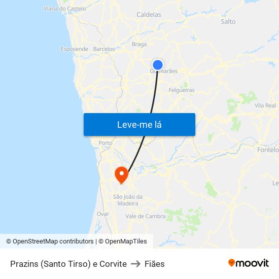 Prazins (Santo Tirso) e Corvite to Fiães map