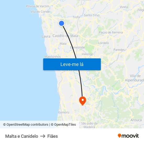 Malta e Canidelo to Fiães map