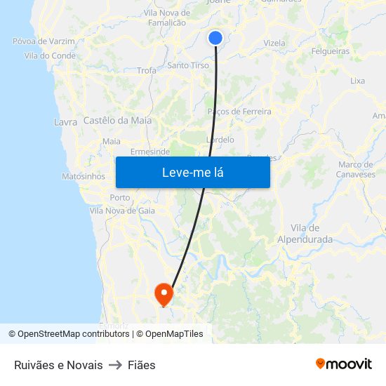 Ruivães e Novais to Fiães map