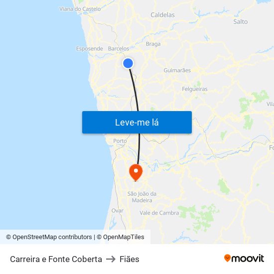 Carreira e Fonte Coberta to Fiães map