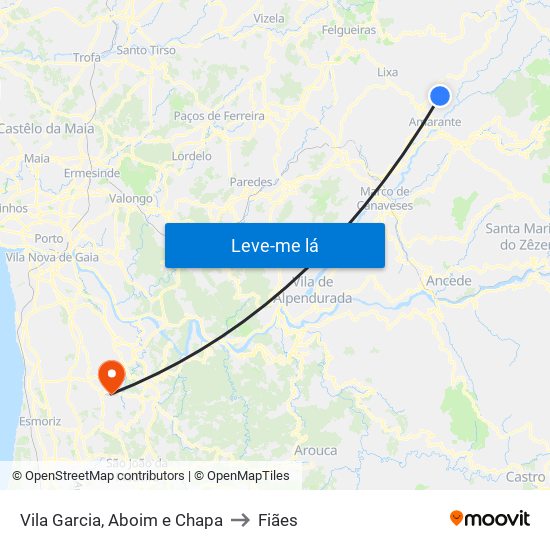 Vila Garcia, Aboim e Chapa to Fiães map