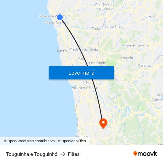 Touguinha e Touguinhó to Fiães map