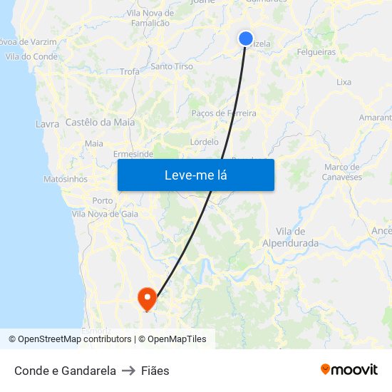 Conde e Gandarela to Fiães map