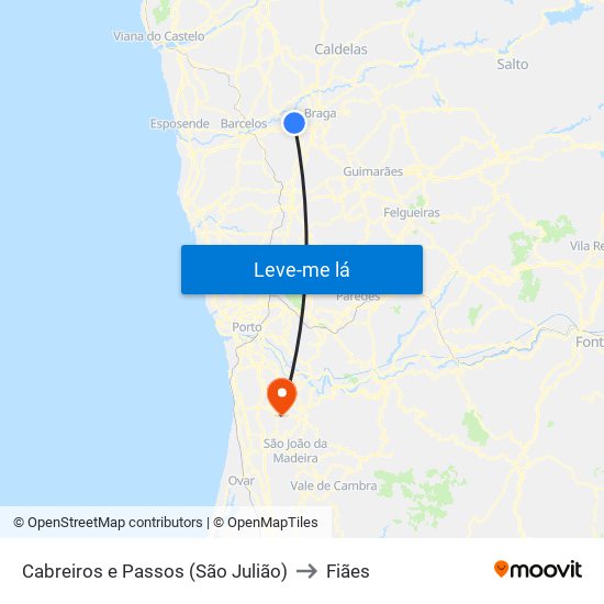 Cabreiros e Passos (São Julião) to Fiães map