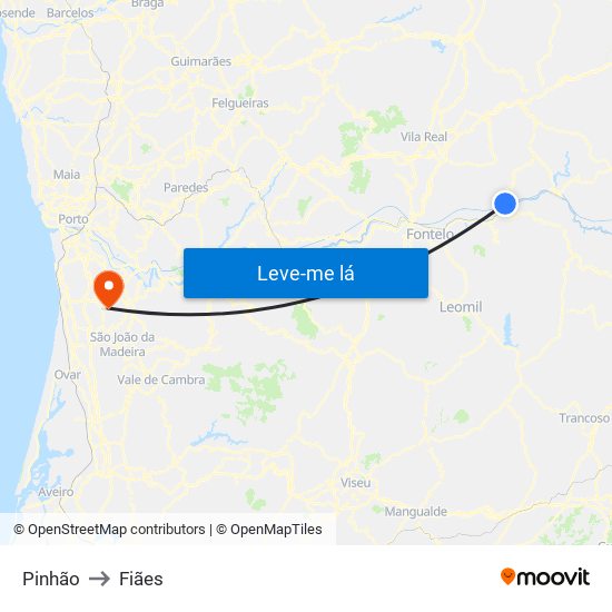 Pinhão to Fiães map