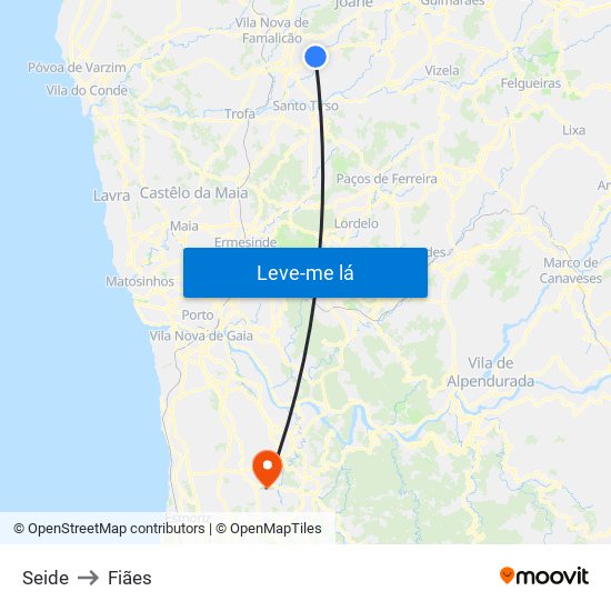 Seide to Fiães map