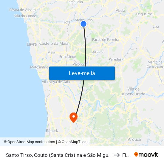 Santo Tirso, Couto (Santa Cristina e São Miguel) e Burgães to Fiães map
