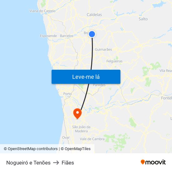 Nogueiró e Tenões to Fiães map