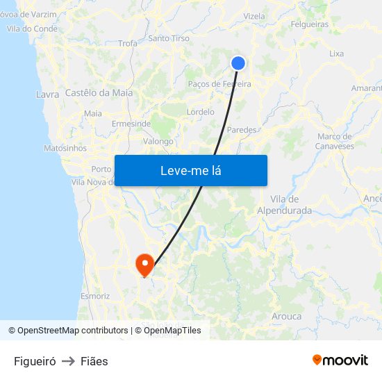Figueiró to Fiães map